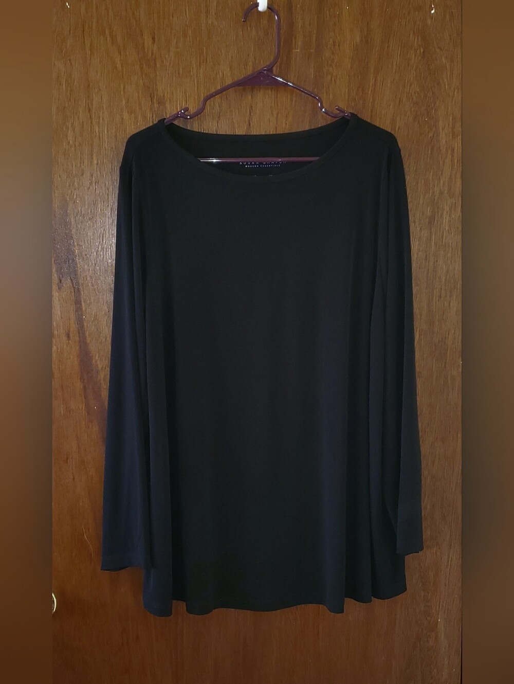Susan Graver Liquid Knit Black Long-Sleeve Top Sz Xl